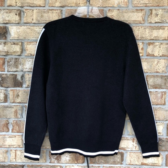 I-N-C 💯 % Cotton Mens Striped Navy White Crew Neck Pullover Sweater S - Picture 5 of 11
